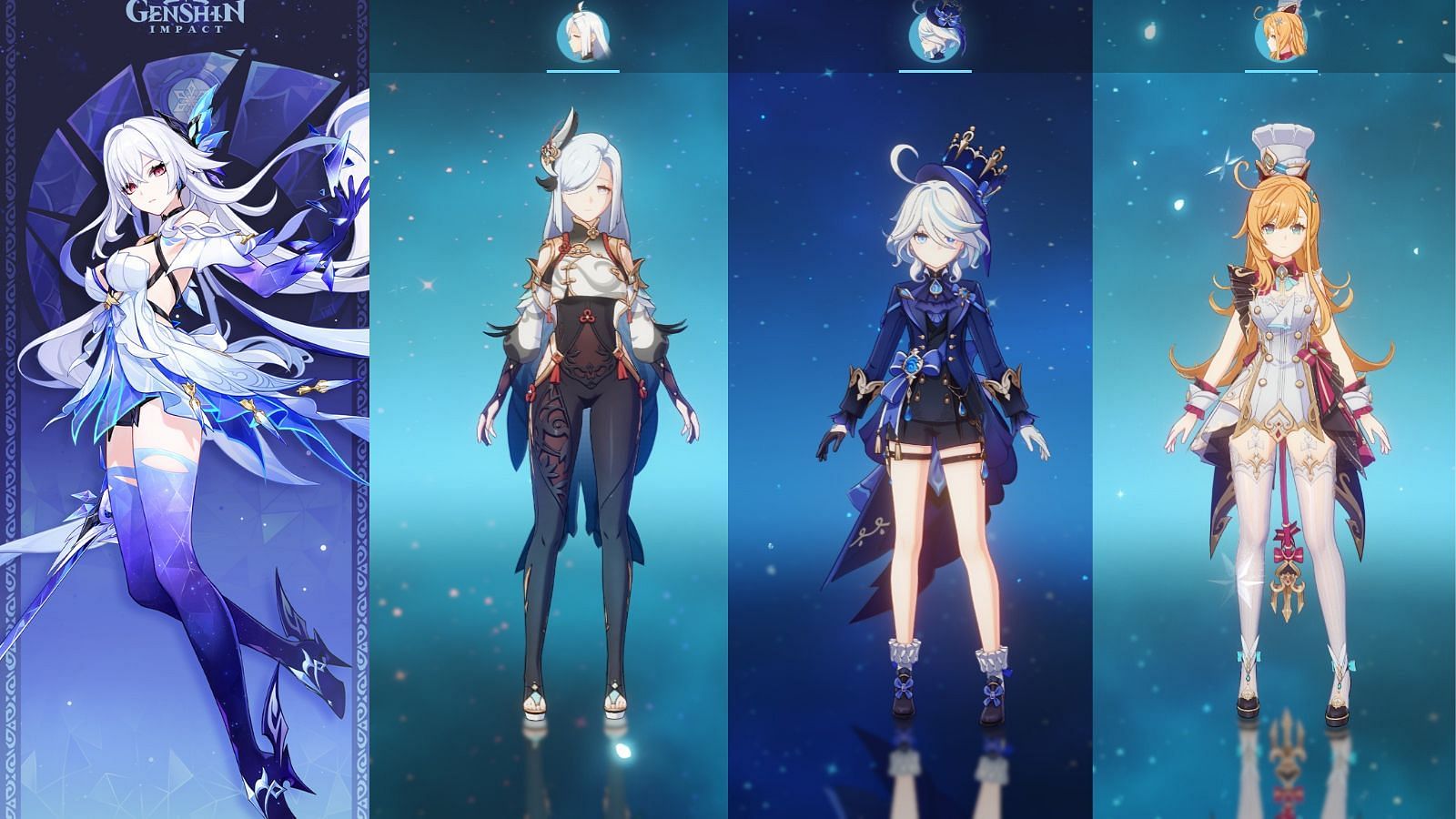 Skirk, Shenhe, Furina, and Escoffier (Image via HoYoverse)